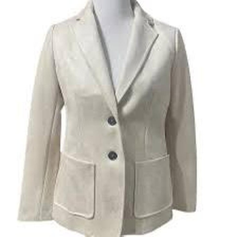 Elie Tahari approx L, Blazer Jacket Faux Leather/Suede Lined Pockets Collared